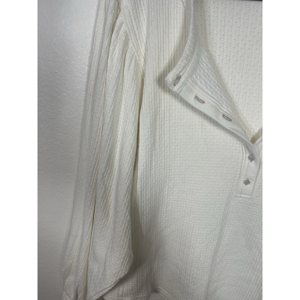 Free People Quinn Knit Top Ivory Women XL Cotton Blend Comfort Beach Summer - Picture 5 of 8